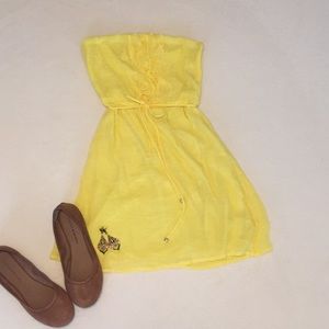 Yellow strapless sundress